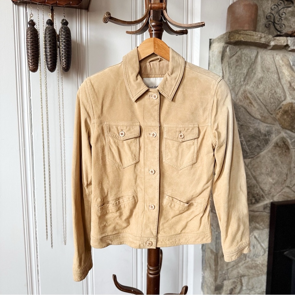 Suede Leather Tan Vintage Jacket size Small